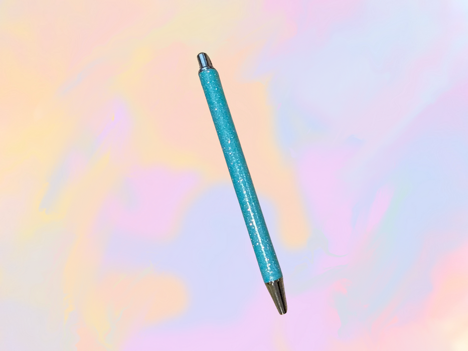 Light Blue Glitter Metal Pen