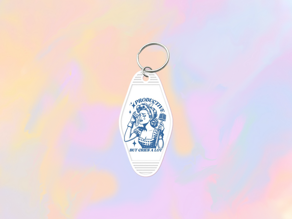 Productive but Cries a lot Motel Keychain Wrap