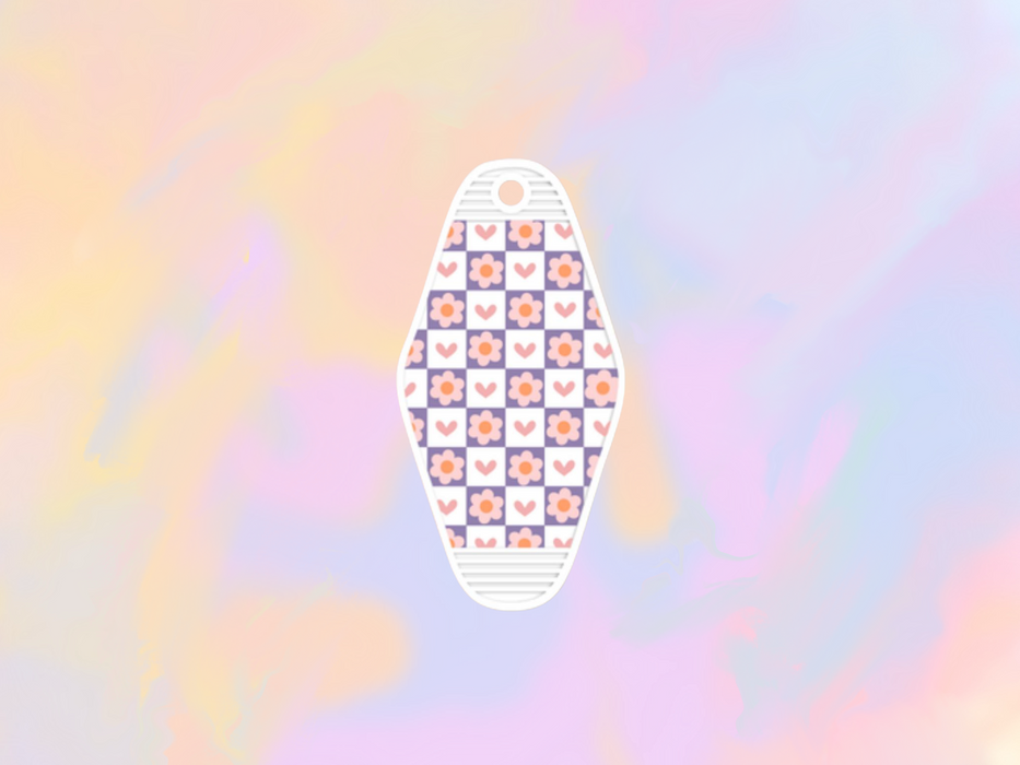 Purple Checks and Flowers Motel Keychain Wrap