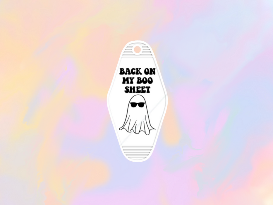 Back on my Boo Sheet Motel Keychain Wrap