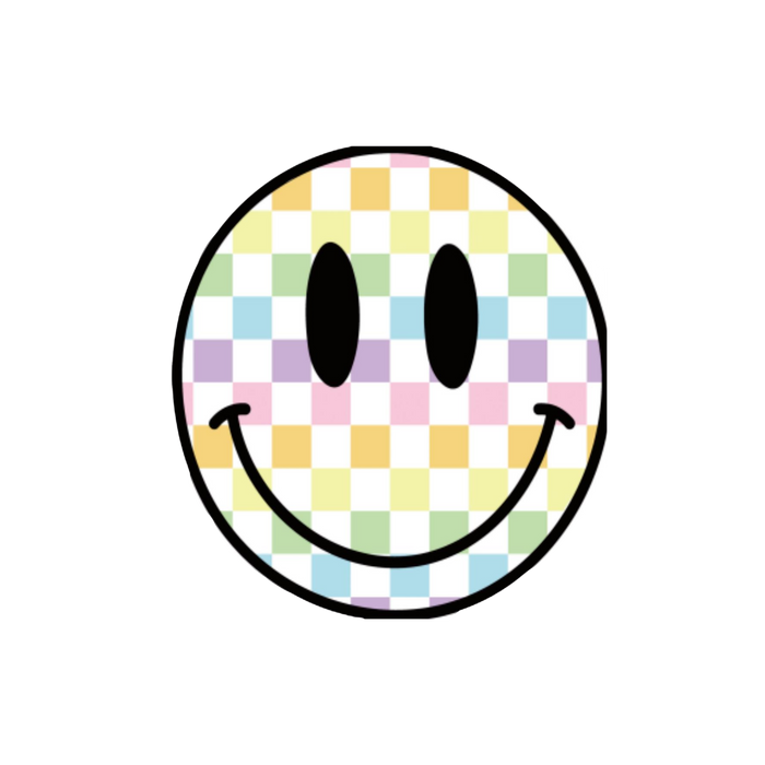 Colorful Checks Smiley - Decal