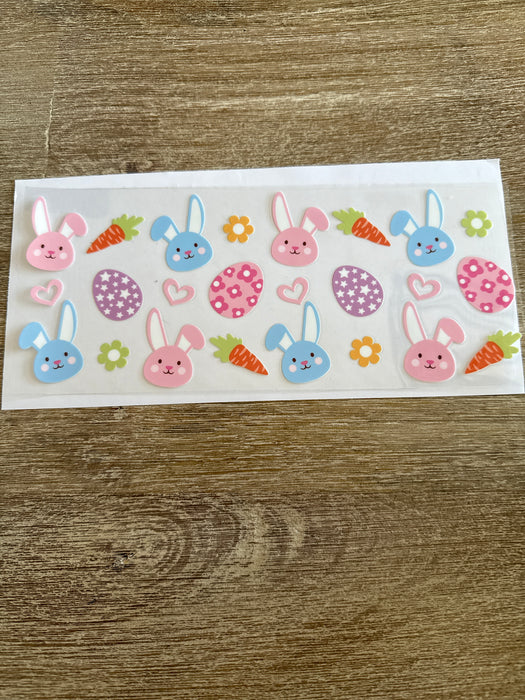 Pastel bunnies and eggs