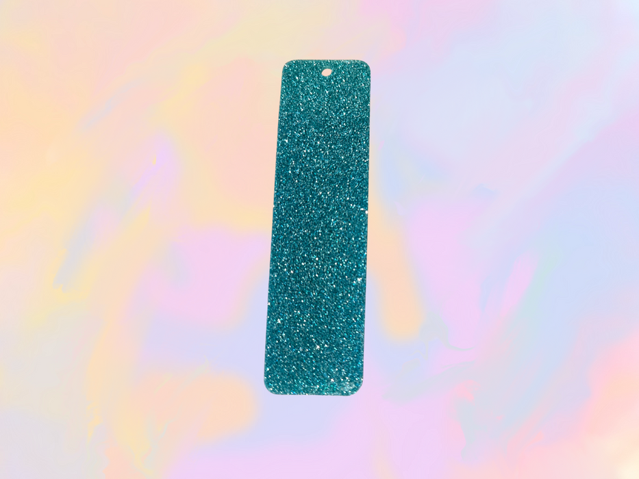 Teal Glitter Bookmark- Acrylic (Square)