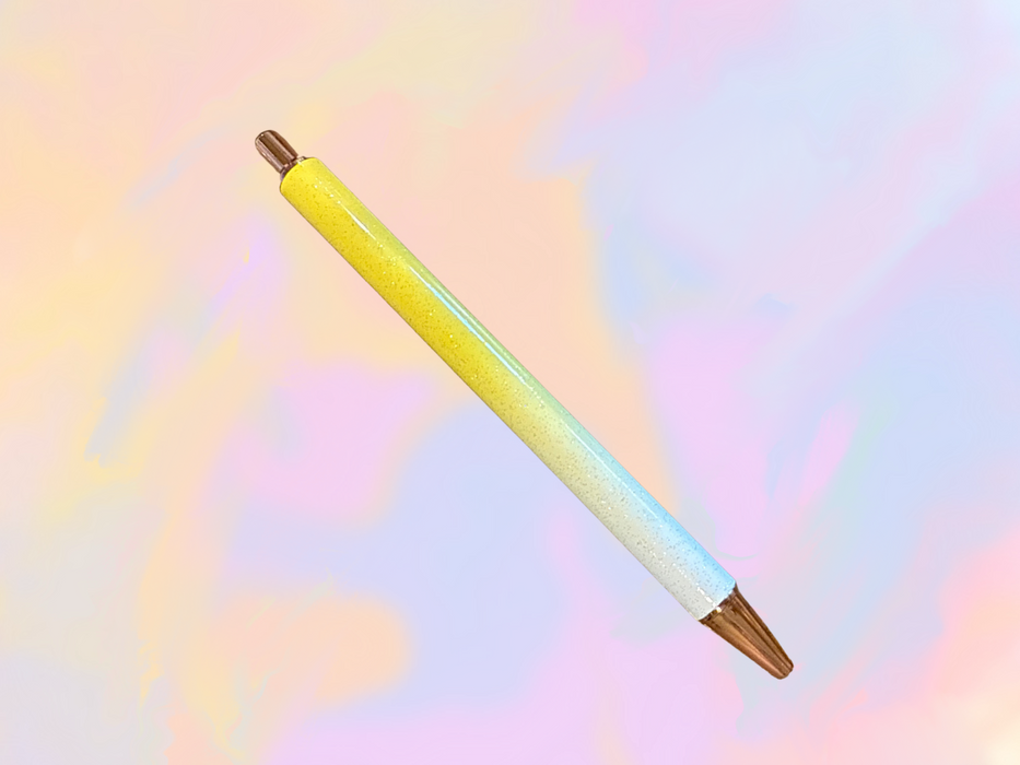 Yellow Ombre Glitter Metal Pen