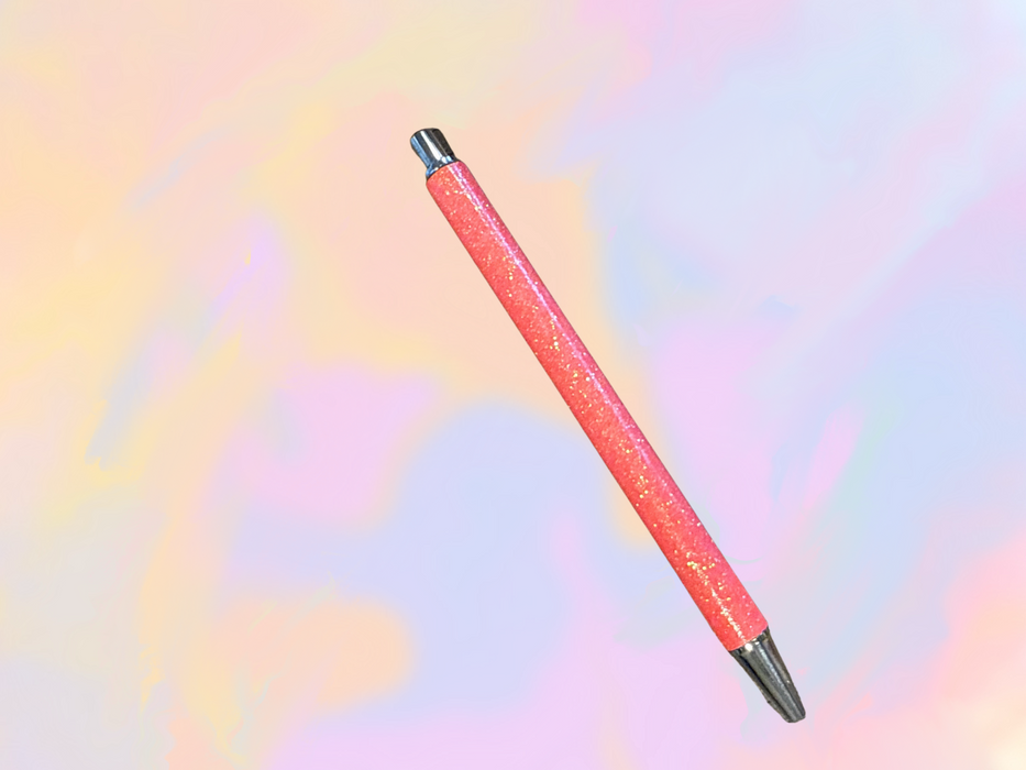 Coral Glitter Metal Pen