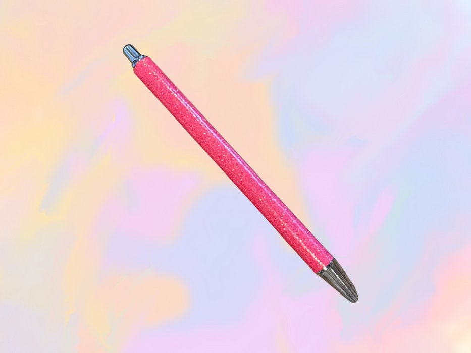 Hot Pink Glitter Metal Pen